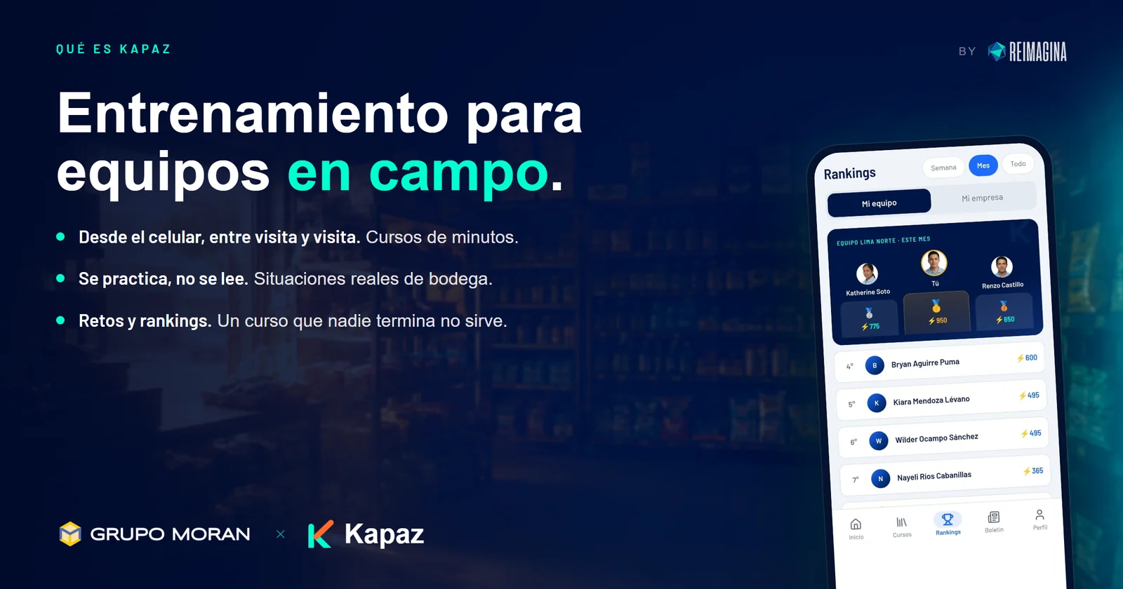 Kapaz: entrenamiento para equipos en campo, desde el celular, con situaciones reales de bodega, retos y rankings